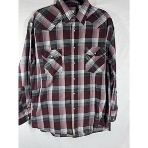 Western Plains Trading Co. men's red plaid long-sleeve pearl snap western shirt